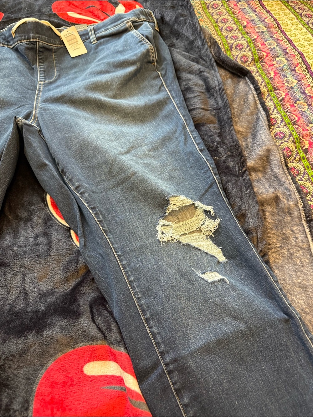 torrid Distressed Dark Blue Boyfriend Jeans - Picture 3 of 5